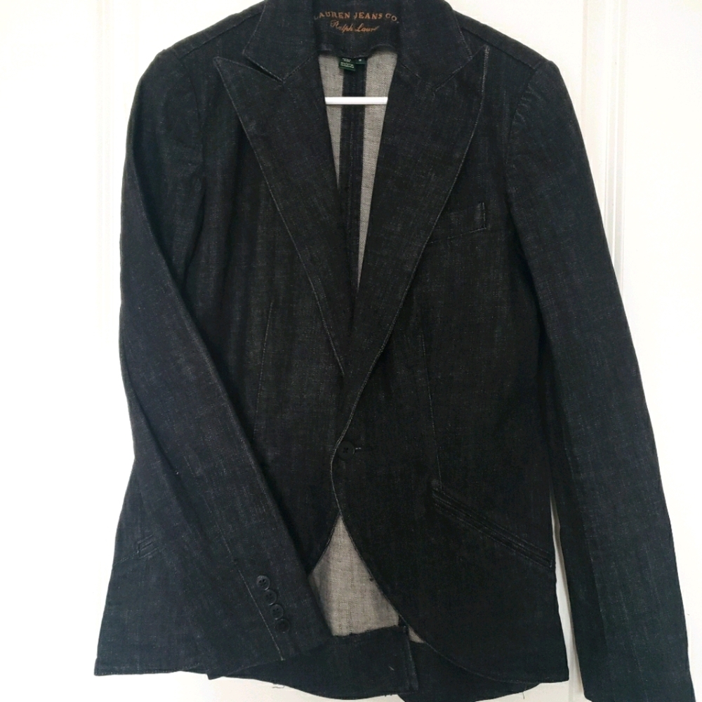 Ralph Lauren Denim Jean Jacket Blazer Black Medium